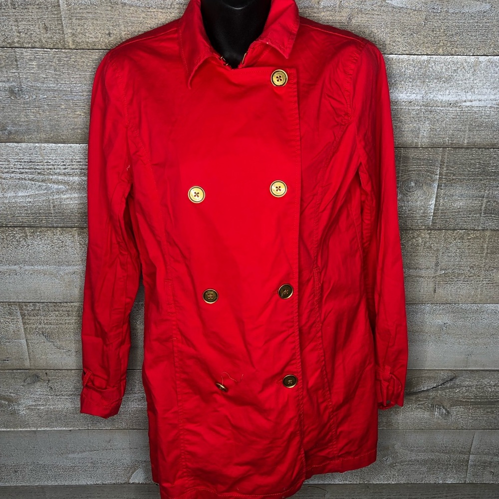 Michael Kors red lightweight spring peacoat trench coat
